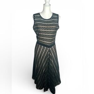 Escada Black and Tan Midi Dress made in Italy size medium flowy boho whimsigoth